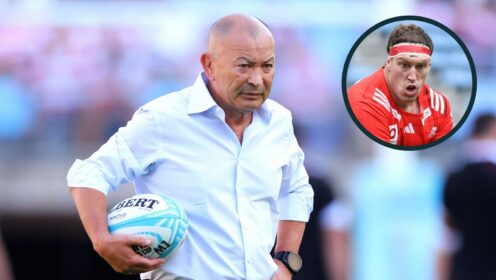 Current Japan head coach Eddie Jones and All Blacks centurion Brodie Retallick (inset).