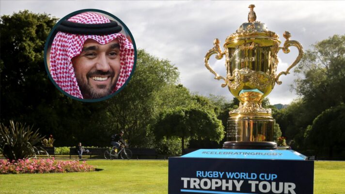 Saudi Arabia sports minister and Webb Ellis Cup image