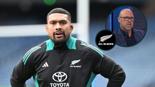 All Blacks back rower Ardie Savea and an inset of Jeff Wilson.