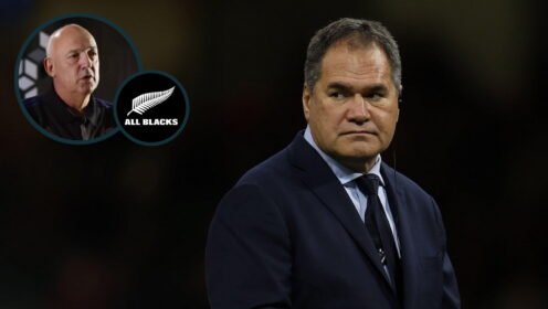 All Blacks head coach Dave Rennie and an inset of Gilbert Enoka.