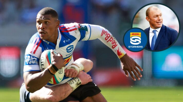 Stormers back Damian Willemse and an inset of Springboks legend Schalk Burger.
