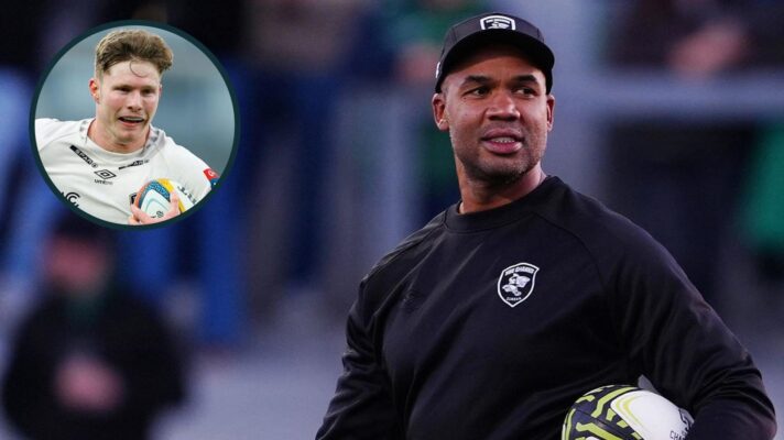 Sharks head coach JP Pietersen and injured back Ethan Hooker.