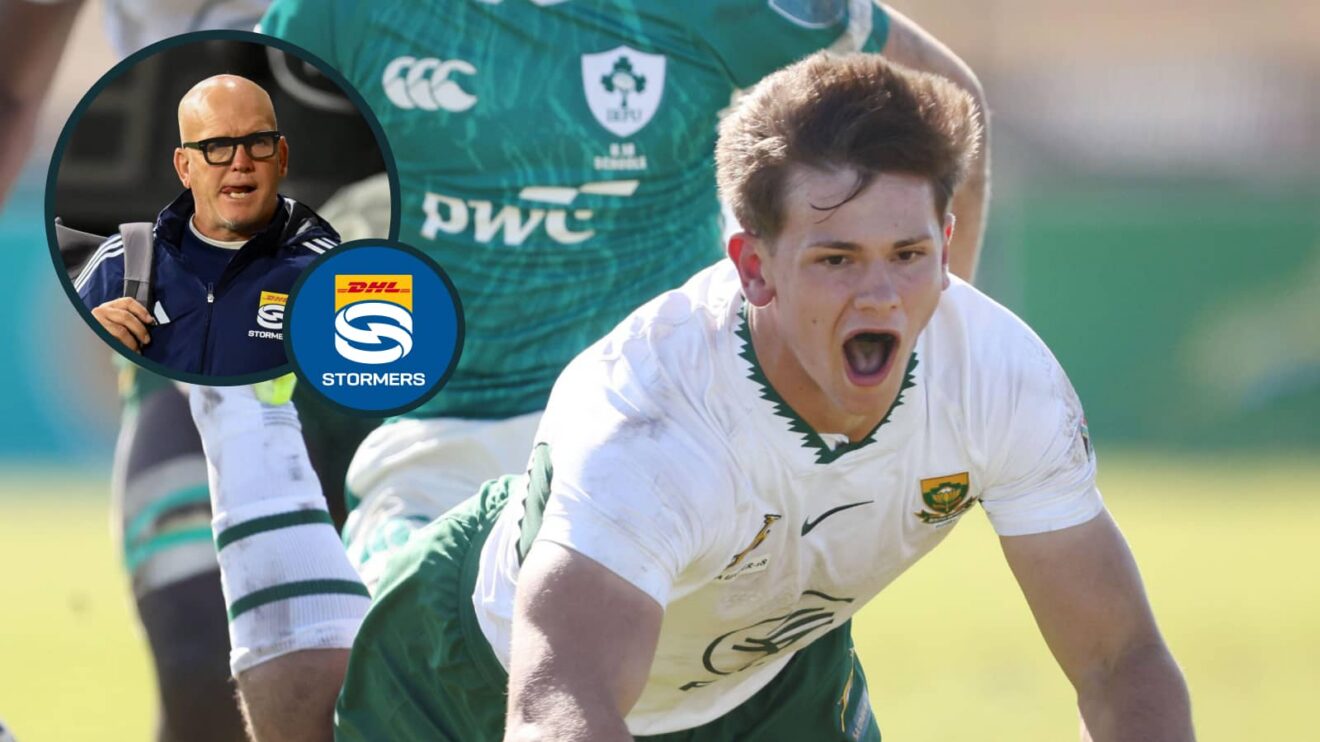 Markus Muller and an inset of Stormers boss John Dobson.