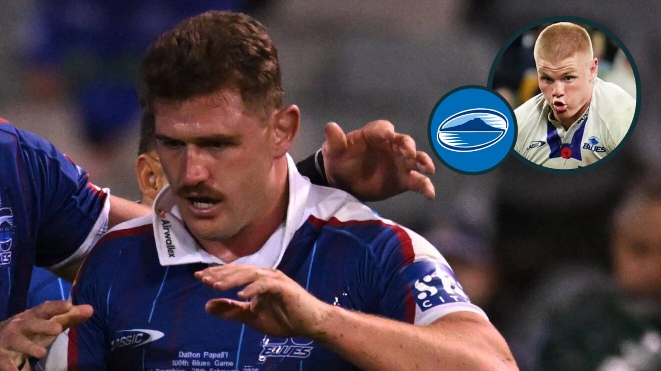 Dalton Papali'i and Anton Segner (inset) in action for the Blues .