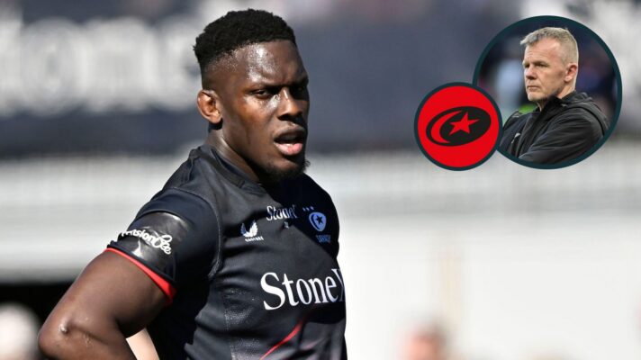 A two layered image of Mark McCall and Maro Itoje