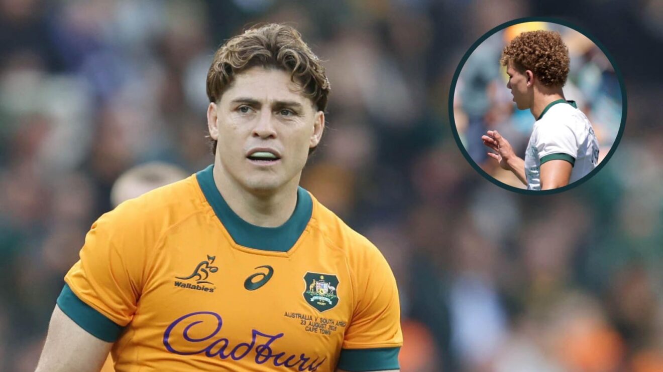 Wallabies fly-half James O'Connor and an inset of Sharks rookie Luan Giliomee.