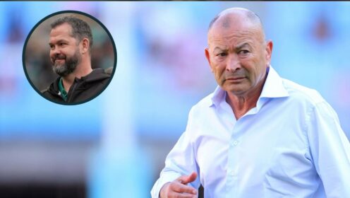 Japan head coach Eddie Jones and Ireland boss Andy Farrell (inset).