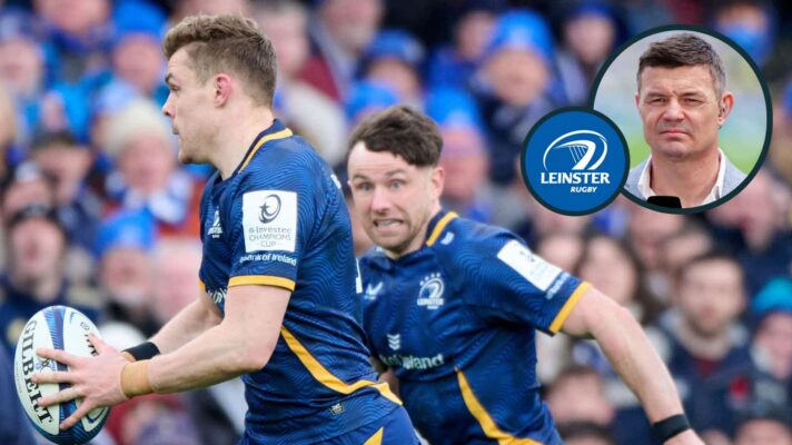 Leinster in action in the 2026 Investec Champions Cup and former Ireland captain Brian O'Driscoll (inset).