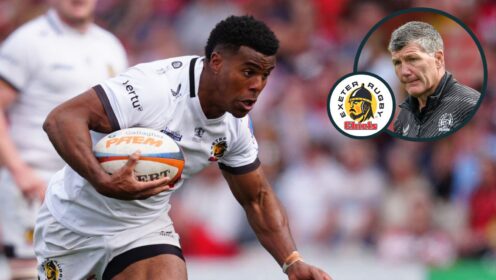 A two layered image of Immanuel Feyi-Waboso and Rob Baxter