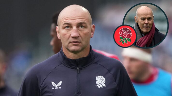 England head coach Steve Borthwick and an inset of Sir Clive Woodward.
