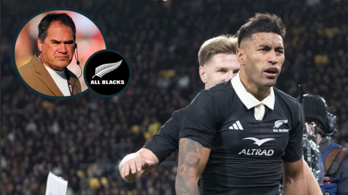 All Blacks and Leinster player Rieko Ioane and New Zealand head coach Dave Rennie (inset).