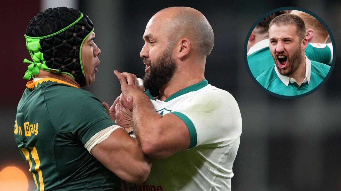 Ireland v Springboks fracas and in-form centre Stuart McCloskey (inset).