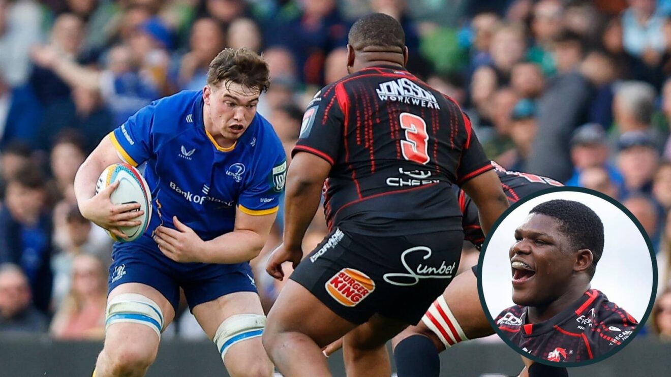 two layer image of leinster versus the lions