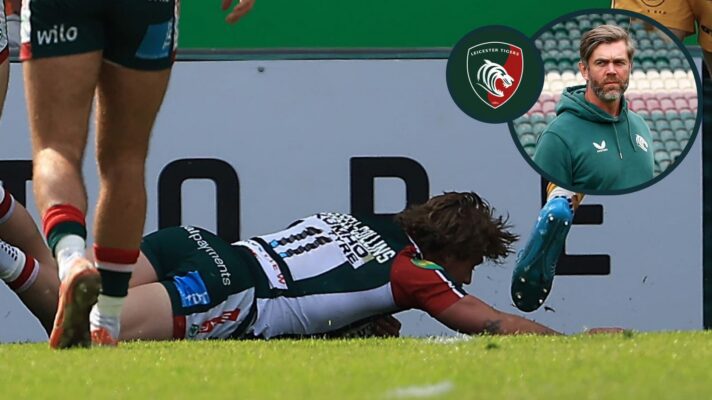 Leicester Tigers head coach Geoff Parling reacts to their PREM win over Northampton Saints.
