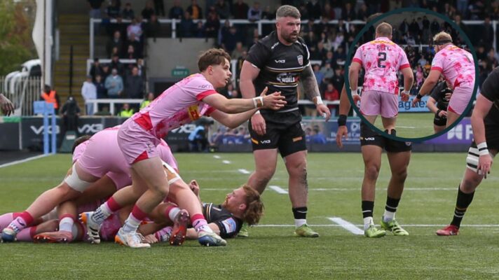 Lucas Friday passing for Harlequins against Newcastle Red Bulls.