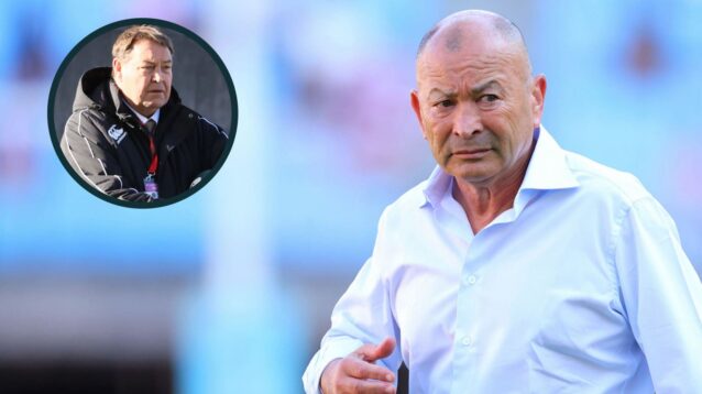 Japan head coach Eddie Jones and former All Blacks boss Sir Steve Hansen (inset).