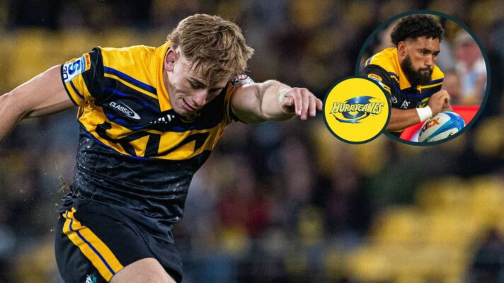 Ruben Love and Fehi Fineanganofo (inset) in action for the Hurricanes.