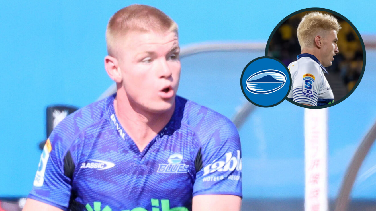 Anton Segner and Beauden Barrett (inset) in action for the Blues.