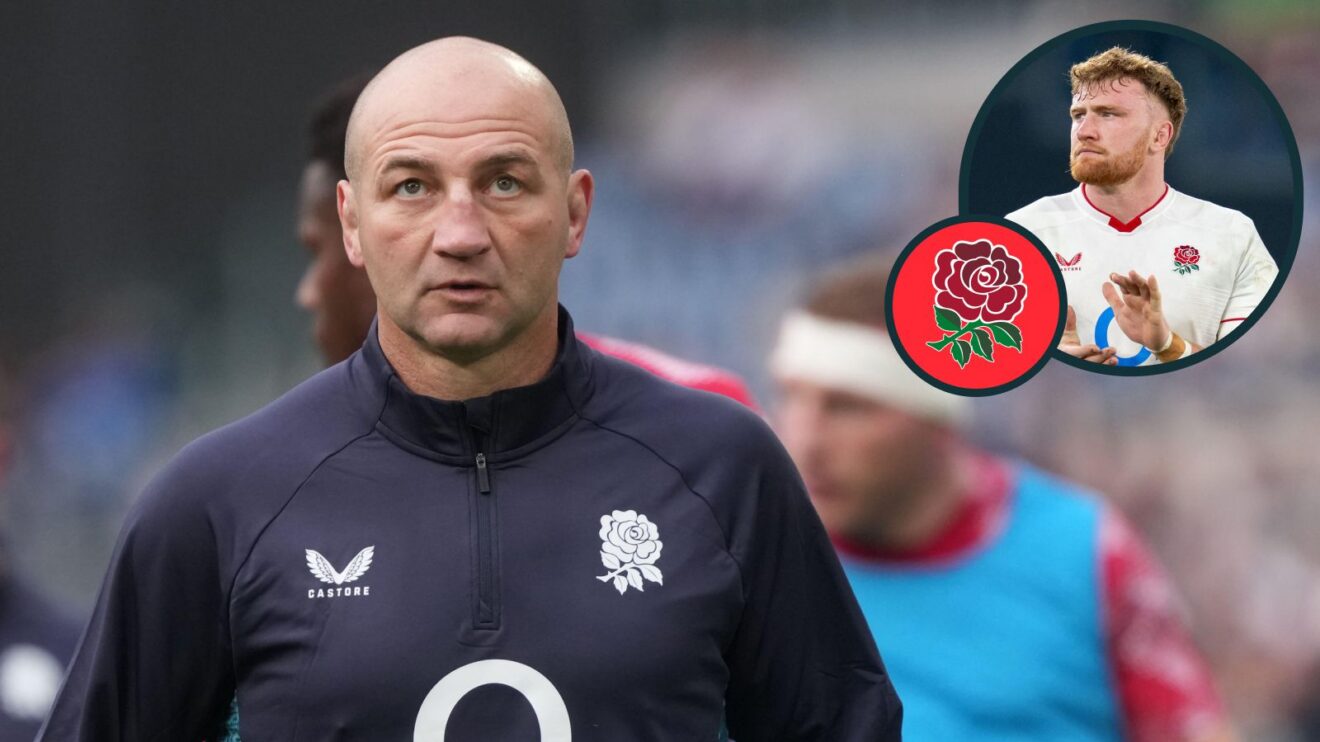 A two layered image of Steve Borthwick and Ollie Chessum