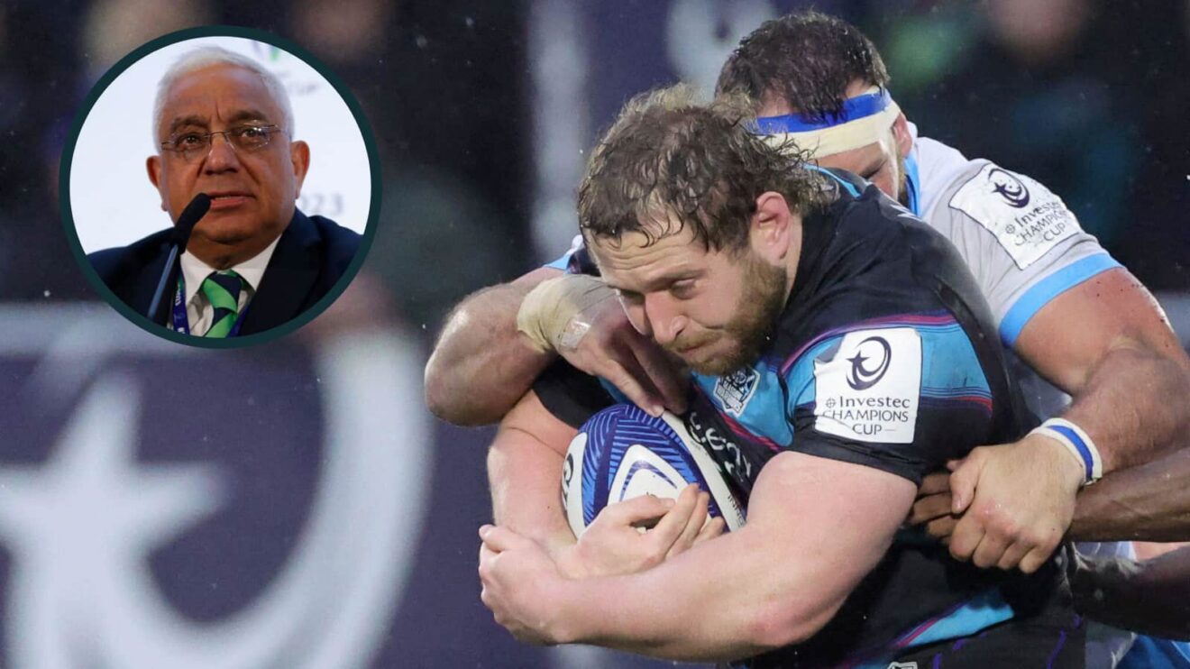 Bulls taking on Glasgow Warriors in the Champions Cup and SA Rugby president Mark Alexander (inset).