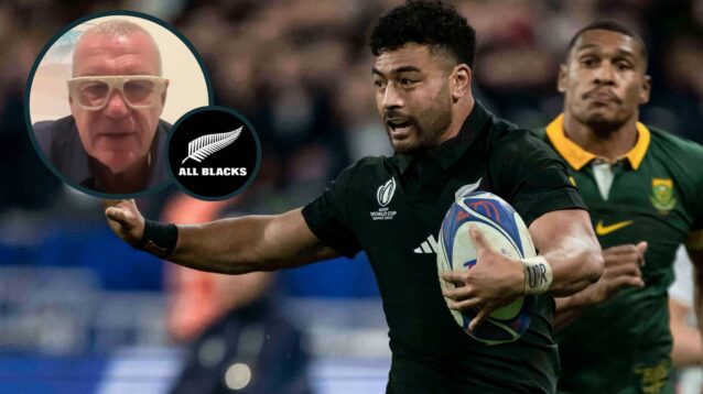Returning All Blacks fly-half Richie Mo'unga and New Zealand legend Sir John Kirwan (inset).