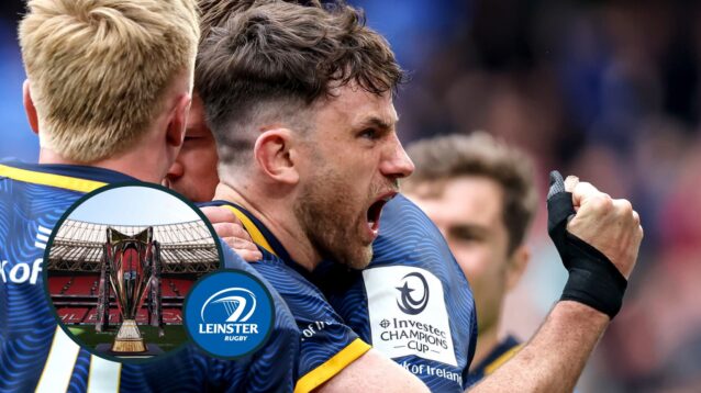two layer image of Hugo Keenan and the Champions Cup