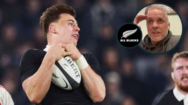 Ruben Love in action for the All Blacks and New Zealand legend Christian Cullen (inset).