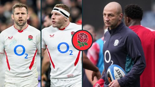 A three panel image of Steve Borthwick, Sam Underhill and Elliot Daly