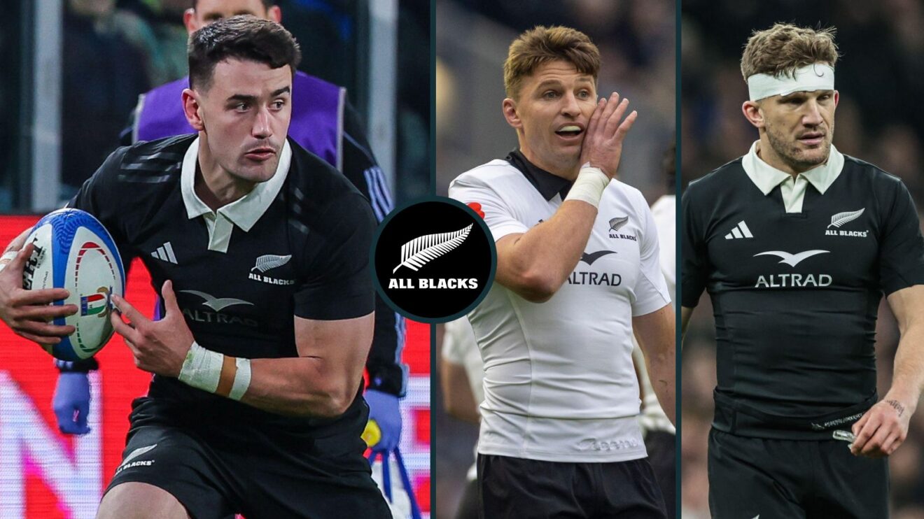 A three panel image of Will Jordan, Beauden Barrett and Damian McKenzie
