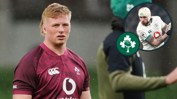 A two layered image of Paddy McCarthy (left) and Mack Hansen (right)