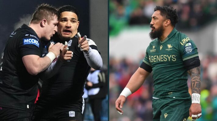 Glasgow Warriors Sione Tuipulotu and Connacht's Bundee Aki.