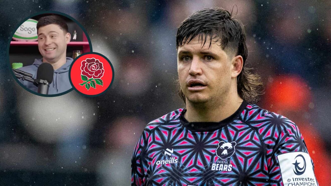 Bristol Bears centre Benhard Janse van Rensburg and England legend Ben Youngs (inset).