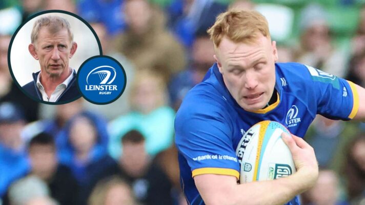 Leinster playmaker Ciaran Frawley and head coach Leo Cullen (inset).