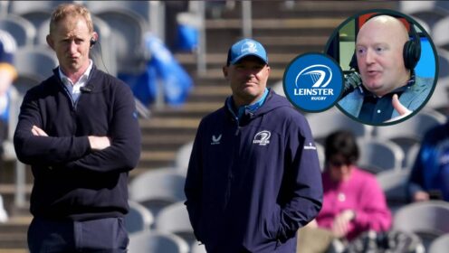 Leinster coaches Leo Cullen and Jacques Nienaber, and respected pundit Bernard Jackman (inset).