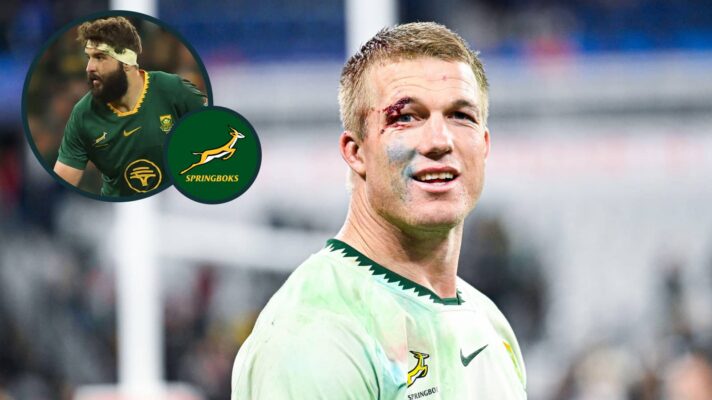 Springboks Pieter-Steph du Toit and Lood de Jager.