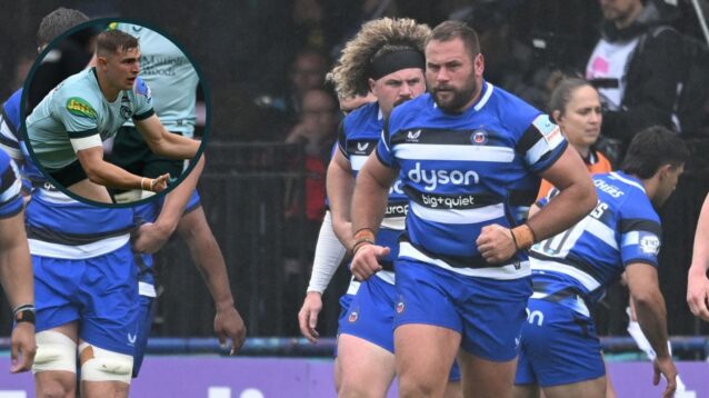 Bath prop Thomas du Toit scored a hat-trick against Leicester Tigers.