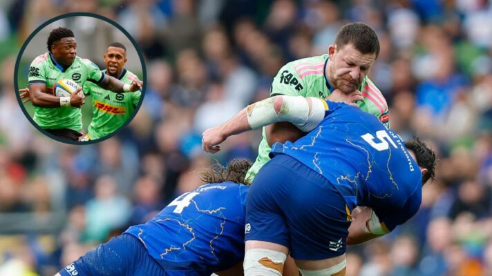 two layer image of Leinster versus Stormers URC semi-final
