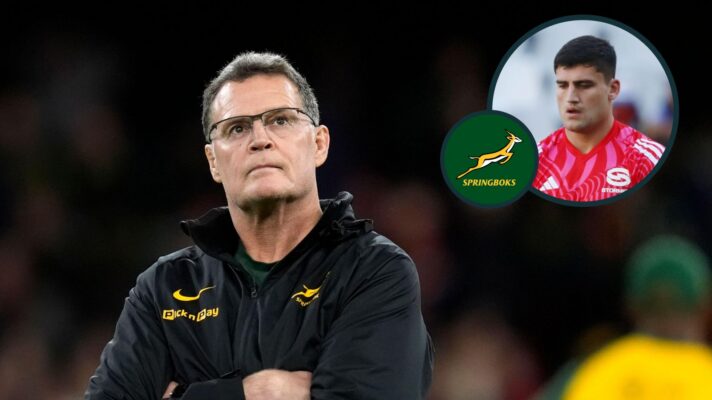 A two layered image of Rassie Erasmus and Paul de Villiers