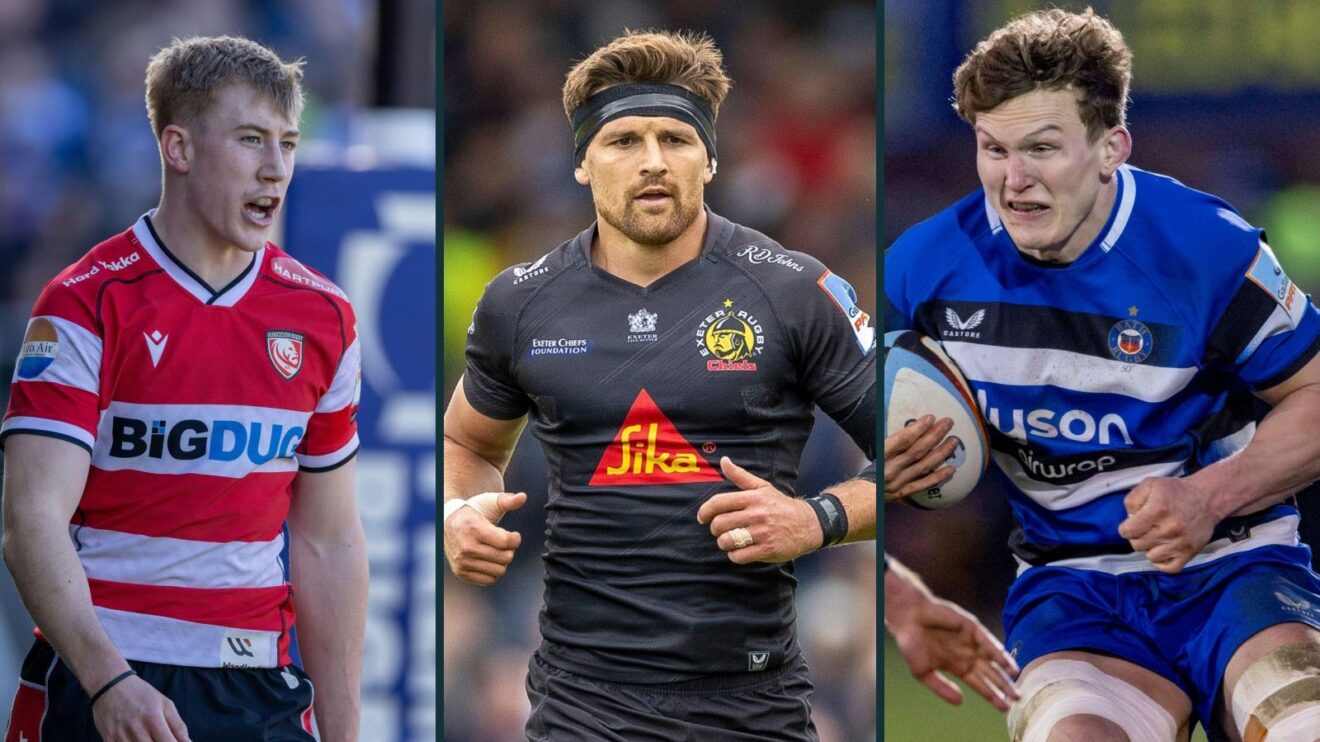 A three panel image of Ben Redshaw (left), Henry Slade (centre) and Ted Hill (right)