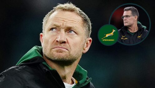 Tony Brown and an inset of Springboks head coach Rassie Erasmus