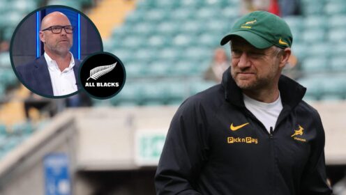 Springboks assistant coach Tony Brown and an inset of All Blacks legend James Wilson.