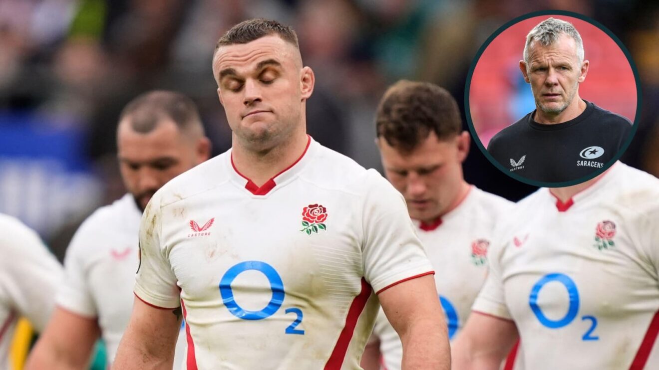 England's Ben Earl and an inset of Saracens boss Mark McCall.