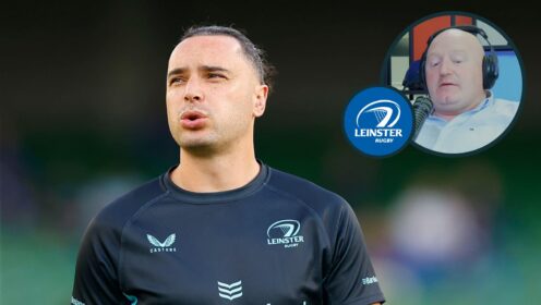 Leinster winger James Lowe and an inset of Bernard Jackman
