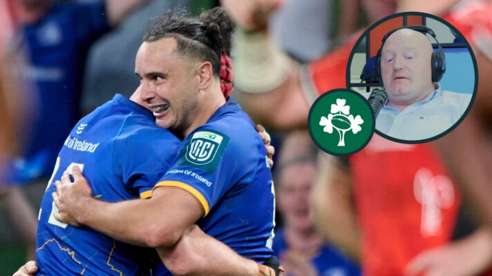 Leinster and Ireland winger James Lowe with an inset of Bernard Jackman.