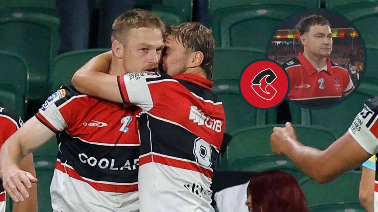 Johnny McNicholl of the Crusaders and an inset of captain David Havili.