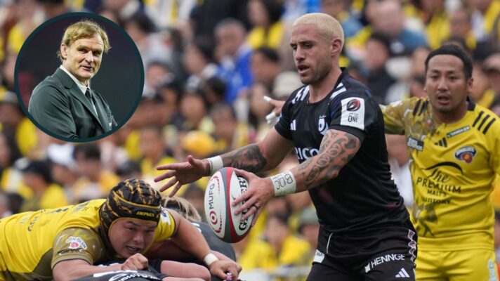 A two layered image of Scott Robertson and TJ Perenara