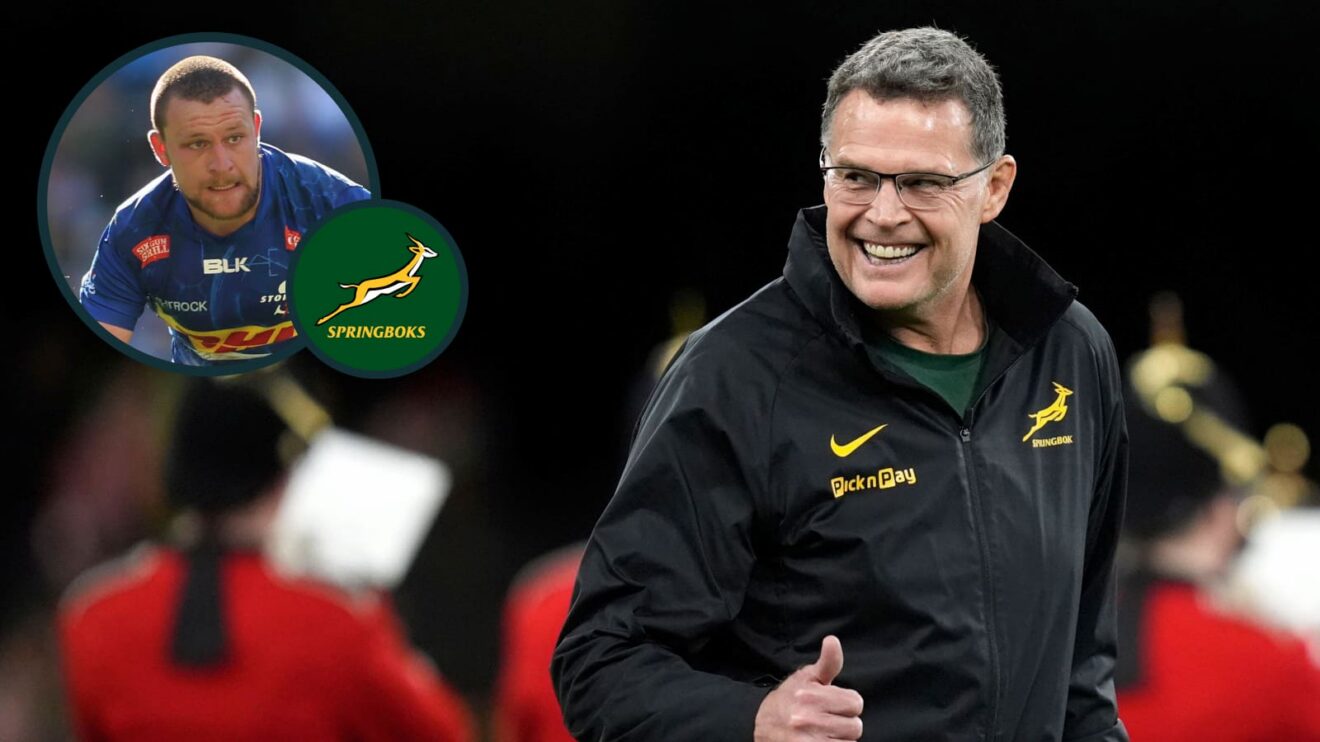 Springboks head coach Rassie Erasmus and Stormers hooker Andre-Hugo Venter (inset).