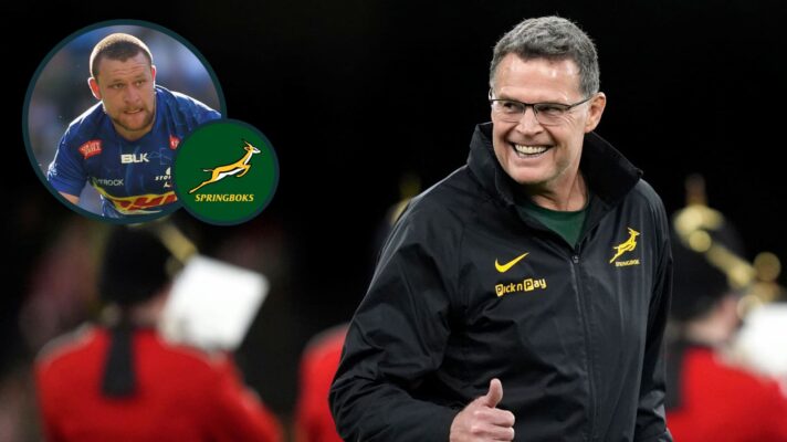 Springboks head coach Rassie Erasmus and Stormers hooker Andre-Hugo Venter (inset).