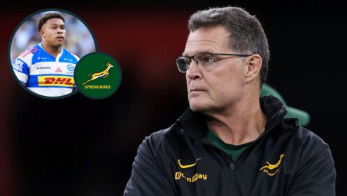 Springboks head coach Rassie Erasmus and rising star Zachary Porthen (inset).