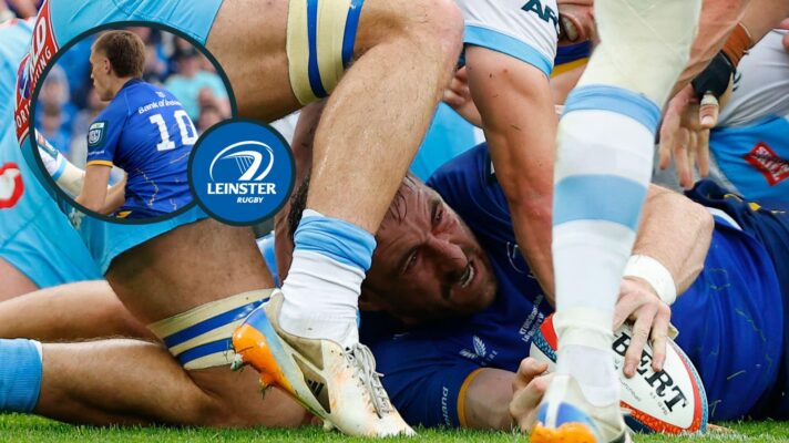 Two layer image of Leinster's Jack Conan and Sam Prendergast